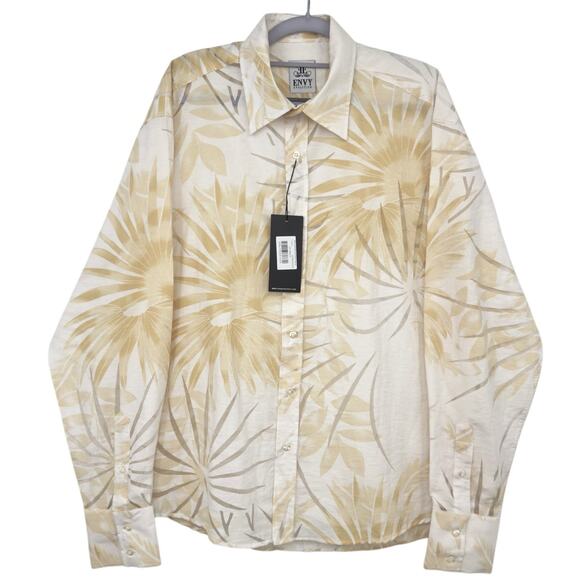 NWT Envy Evolution Mens Long Sleeve Casual Button-Up Shirt L Palm Print Tropical - Picture 12 of 12